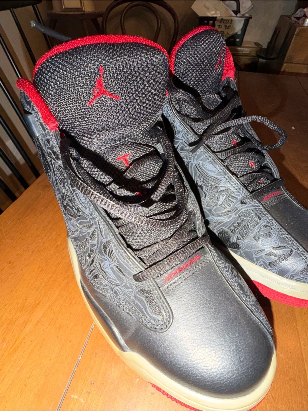 Jordan Black and Red Men's High-Top Athletic Sneakers